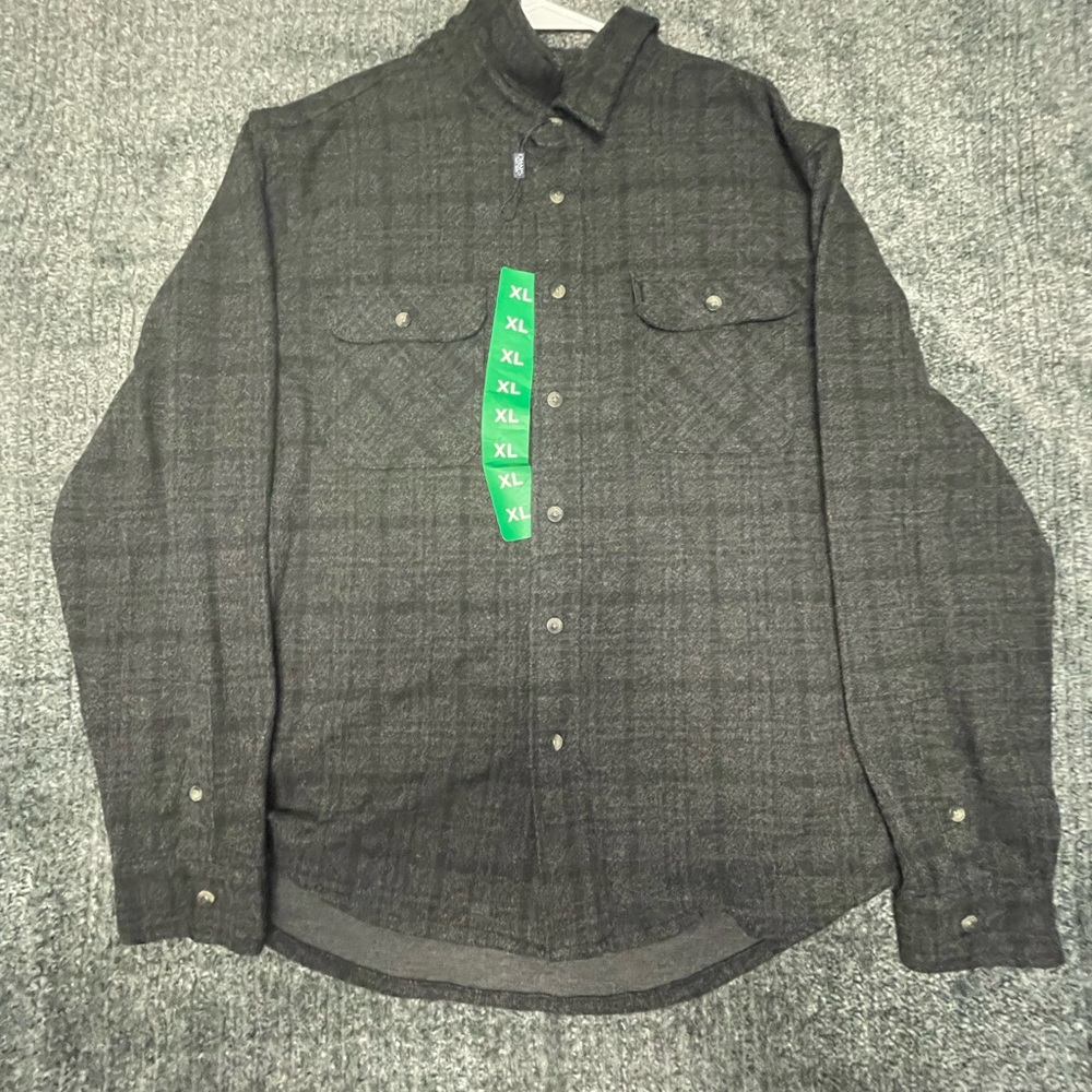 Chaps Dark Gray Plaid Button Down Shirt